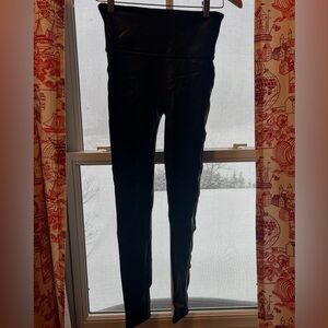 Spanx black faux leather leggings size medium